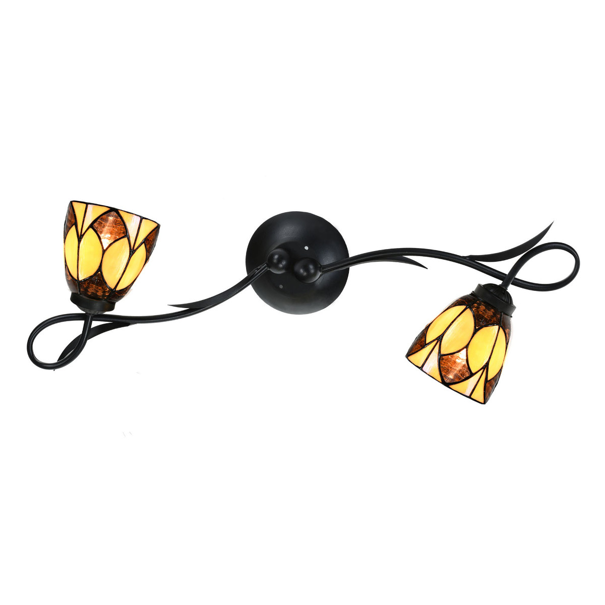 Two-armed Tiffany wall lights with cup-shaped glasses