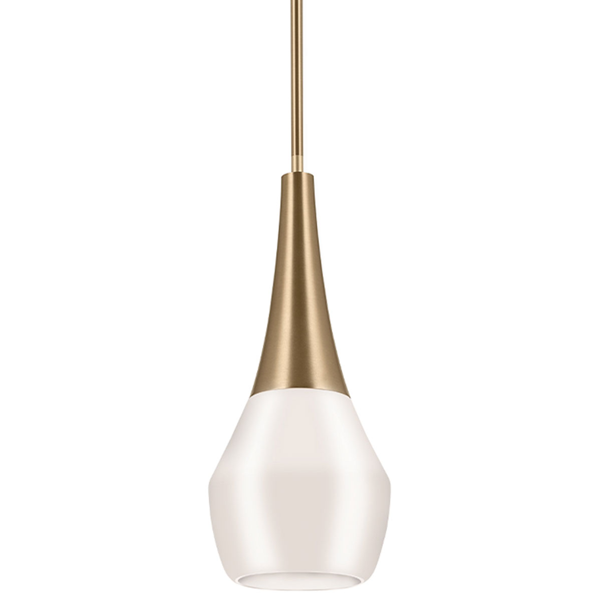 Schlanke Pendelleuchte, Champager-Finish mit Opalglas