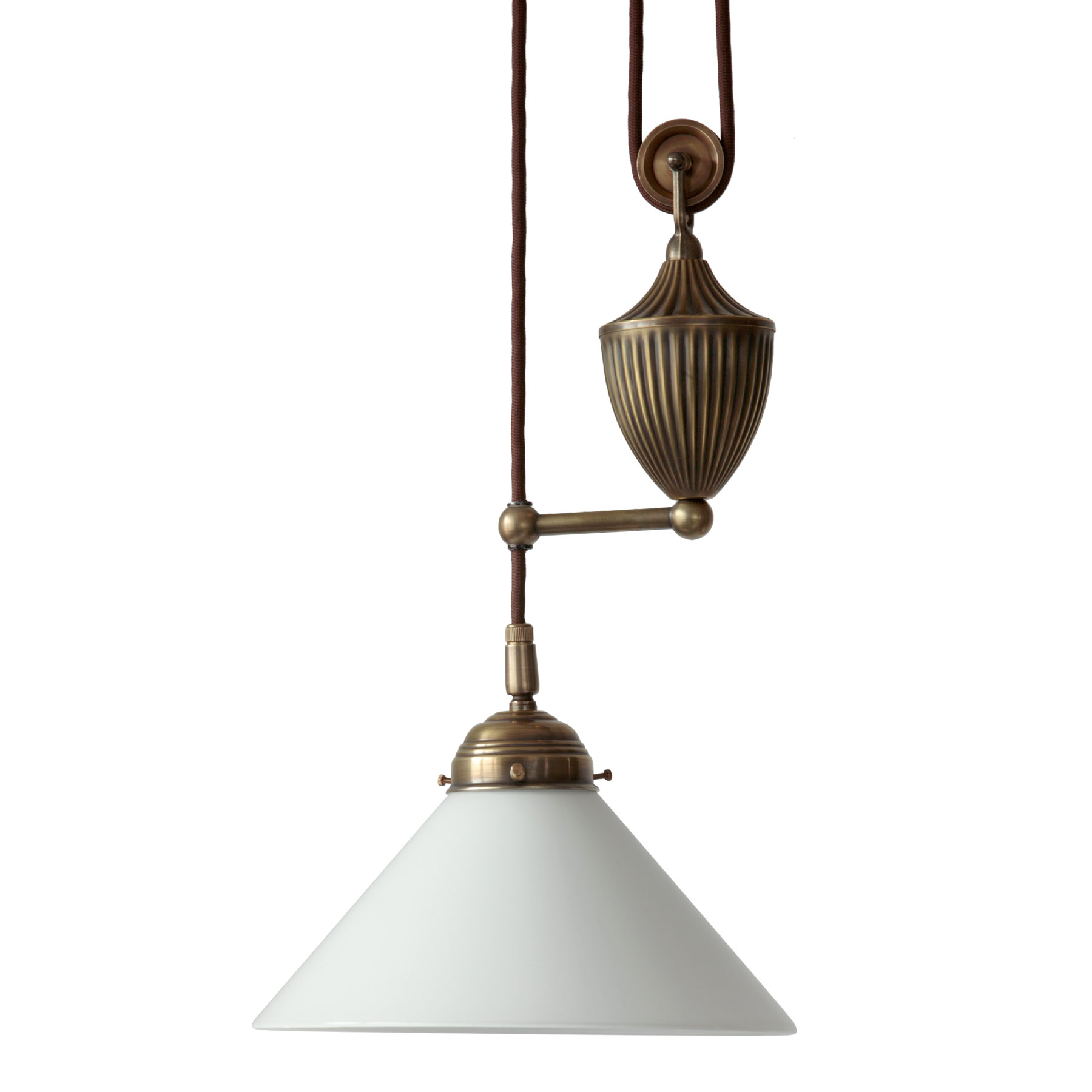 Nostalgic Height Adjustable Pendant with Cone Glass Shade