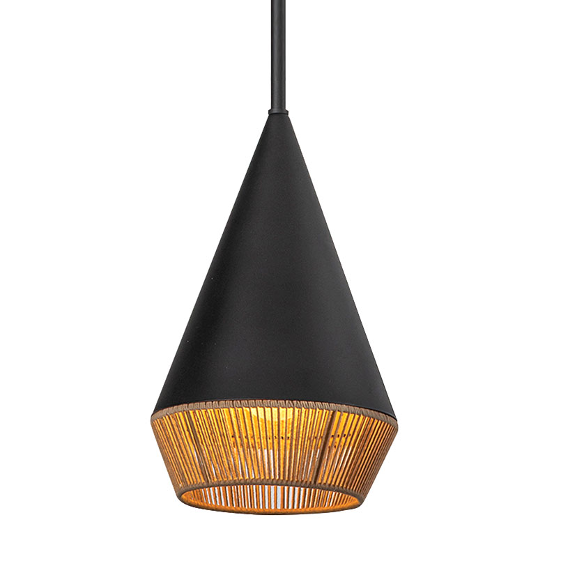 Kleine, japanisch inspirierte Pendelleuchte mit Hanfseil-Details