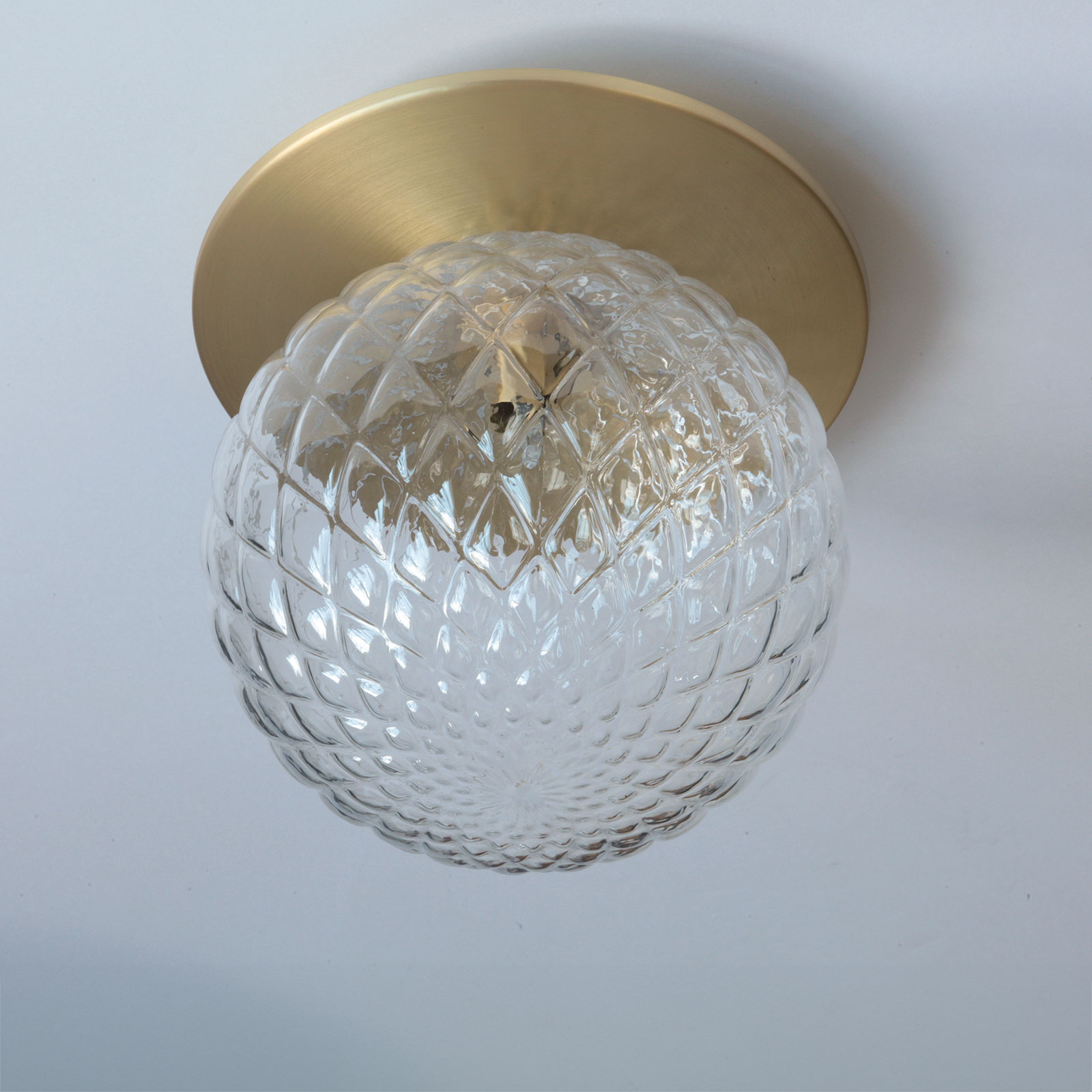 Deckenleuchte RHOMBS mit strukturierter Glaskugel, Ø 22 cm
