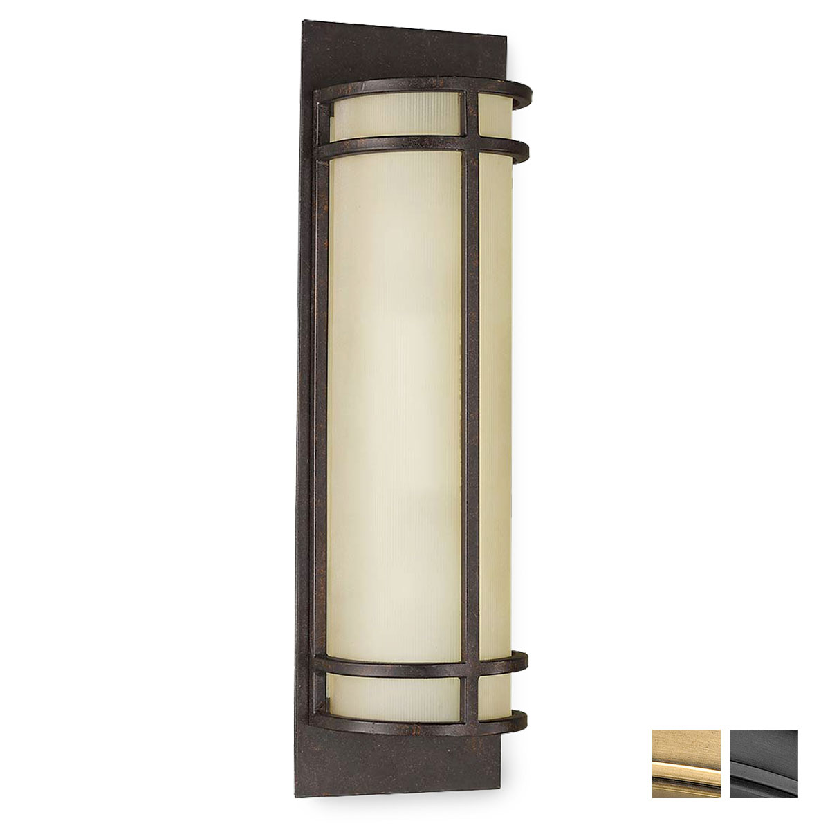 Hohe Wandleuchte mit Rillen-Glas