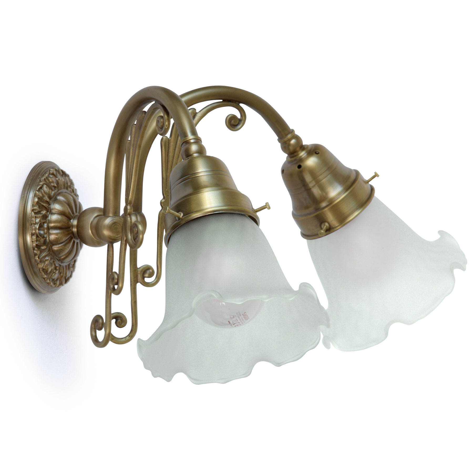 Filigrane Doppel-Wandleuchte mit Jugendstil-Ornamenten