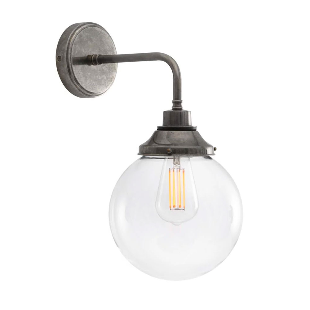 Bad-Wandleuchte mit klarer 20 cm-Glaskugel, IP44