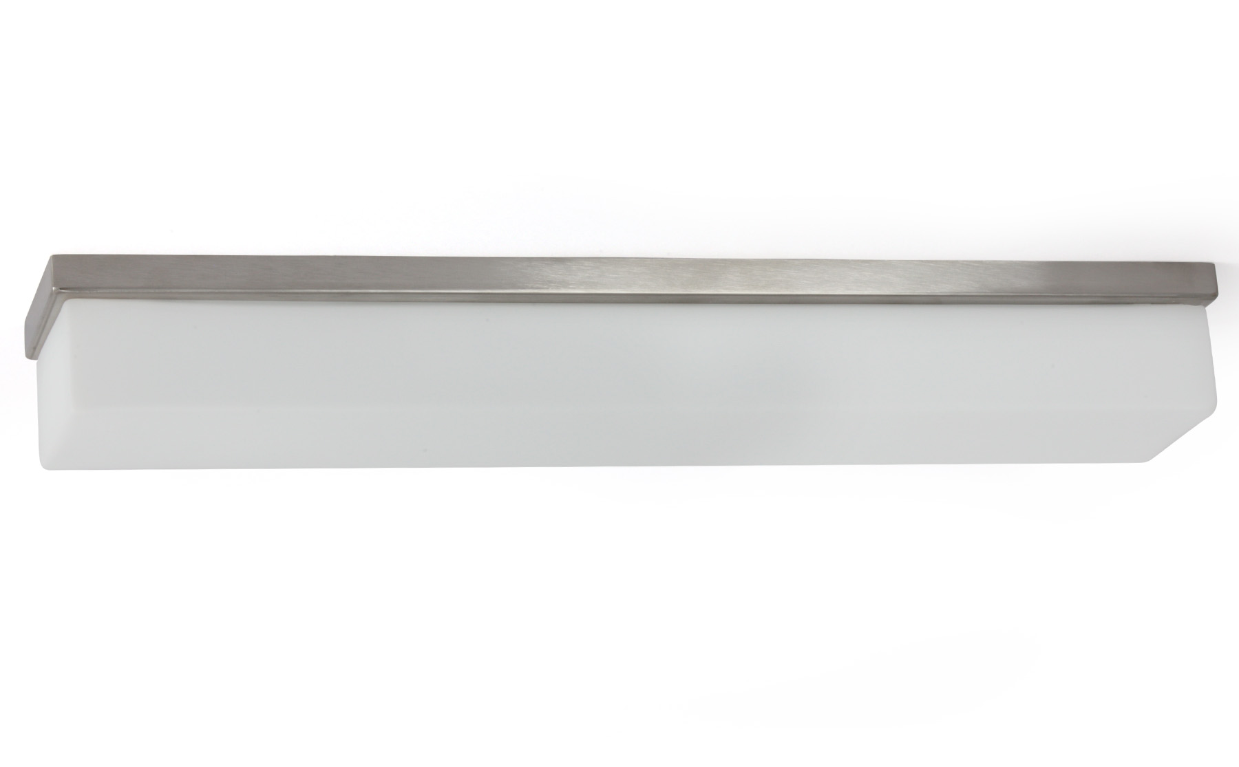Lange Opalglas-Deckenleuchte SYLVA mit Balkenprofil, 61 cm: Edelstahl satiniert
