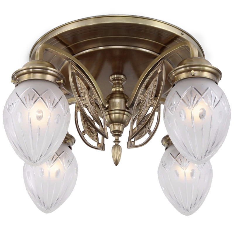 Opulent Art Nouveau ceiling light with four glasses Ø 53 cm