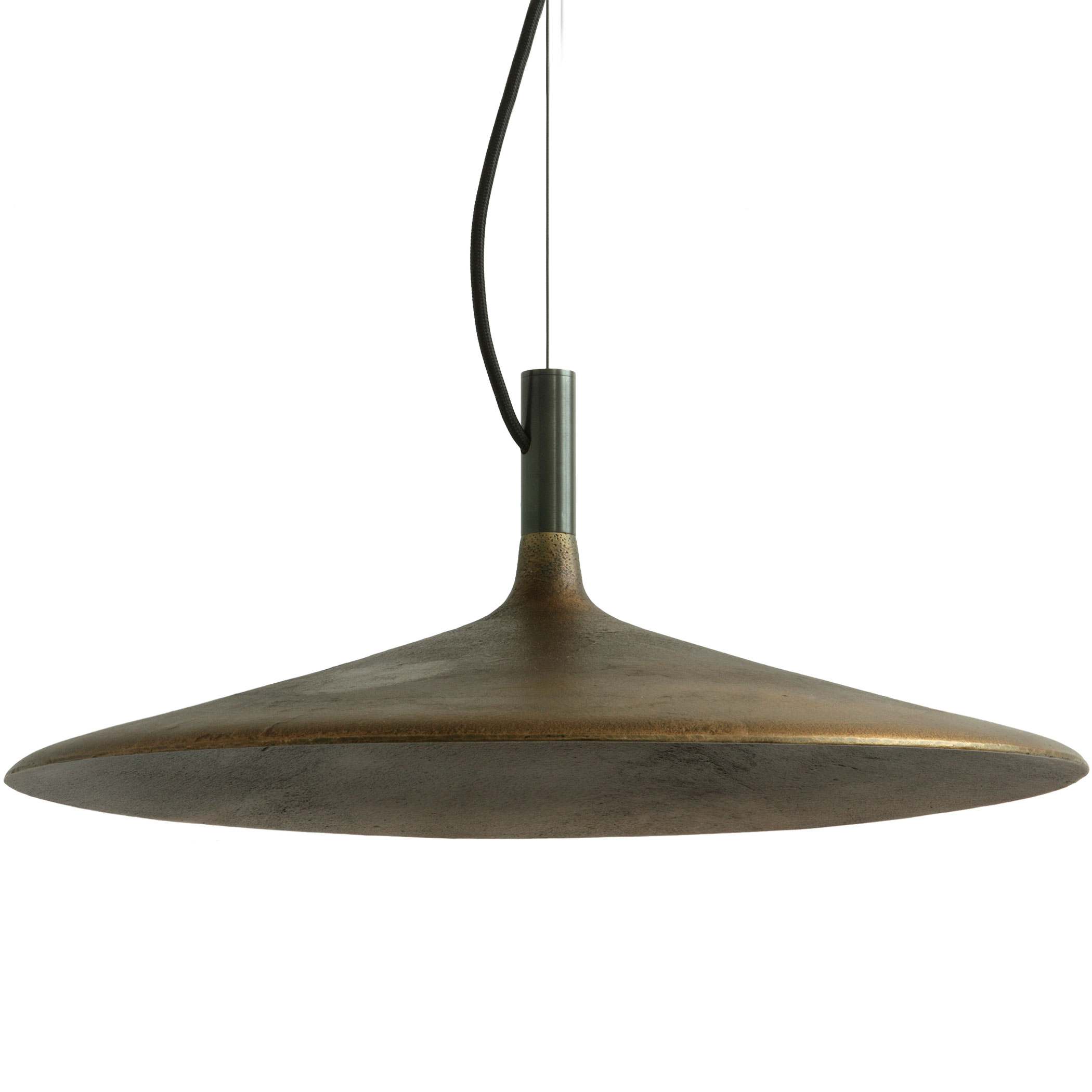 Große LED-Pendelleuchte FLOEN XL mit rauer Bronze-Patina