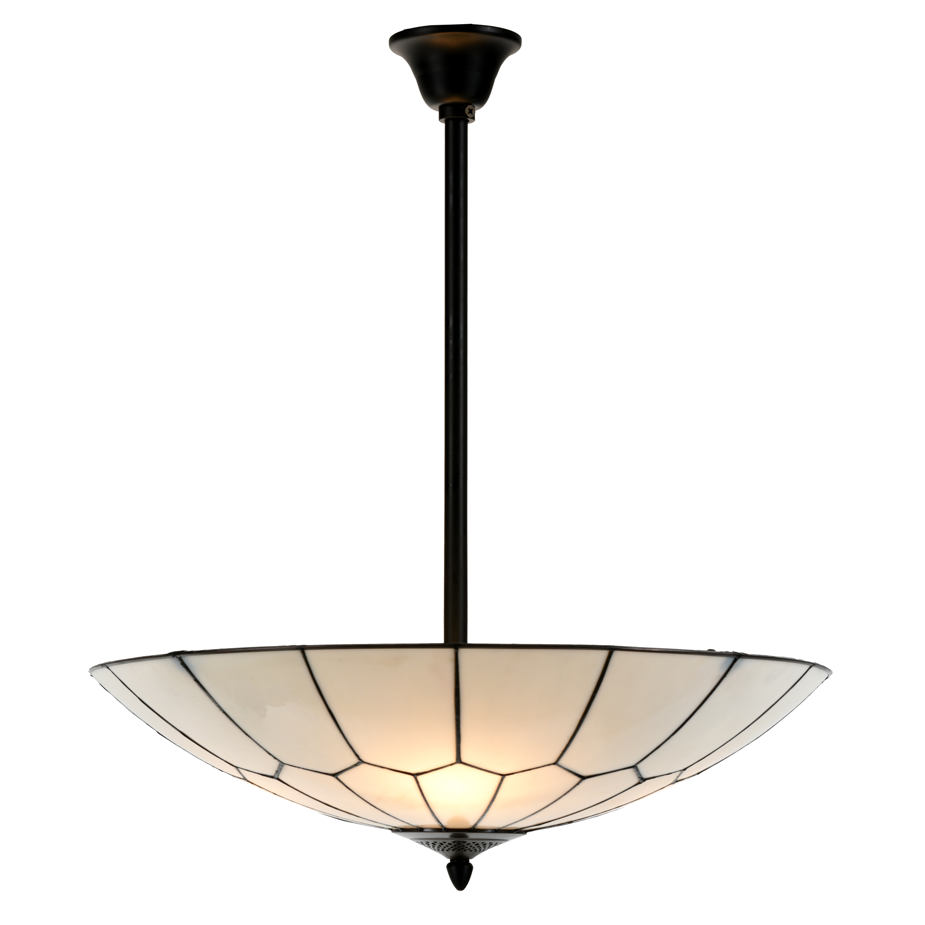 Round suspended Art Déco ceiling light made of Tiffany glass