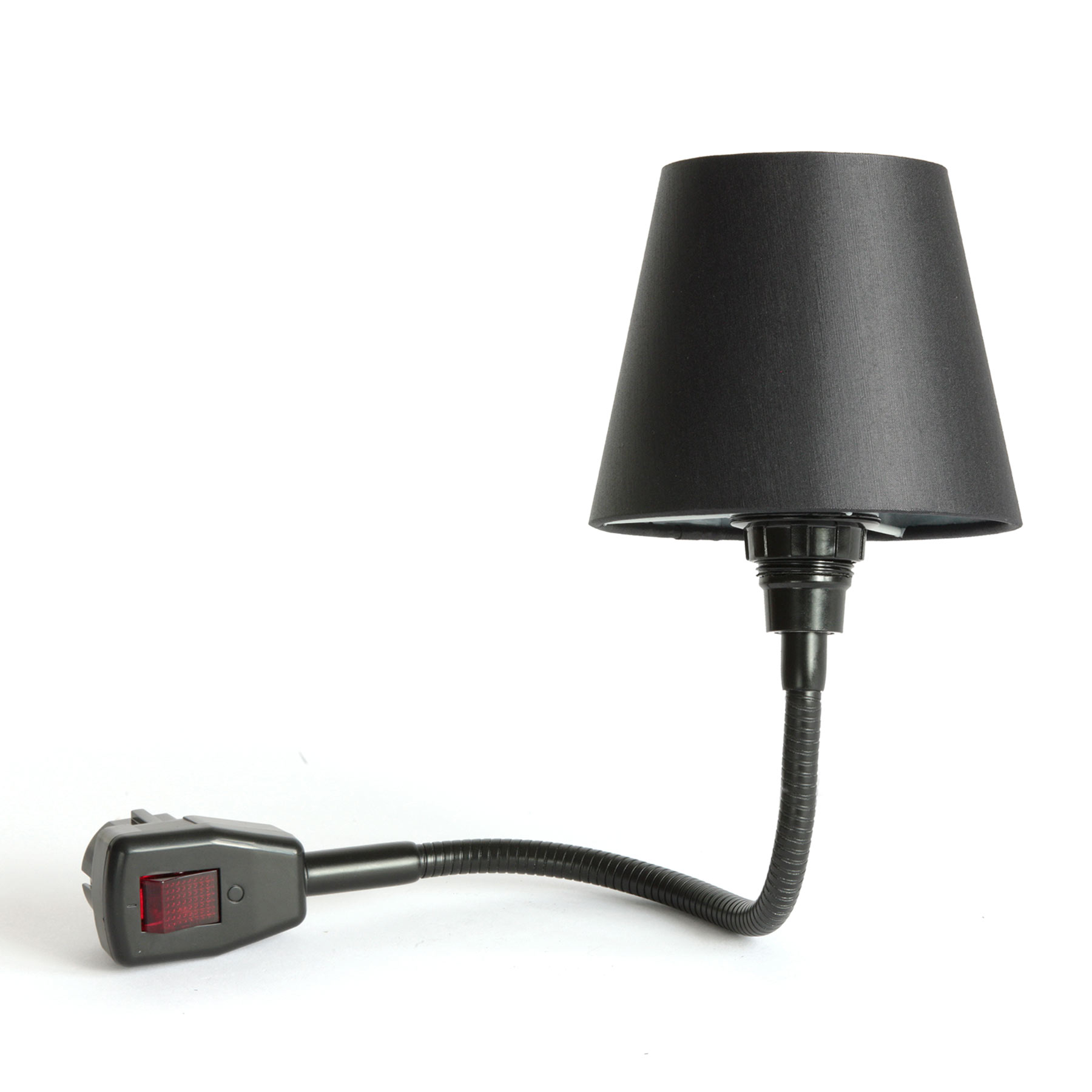 Flexible Plug-In Lamp GLÜHWÜRMCHEN BLACK with Black Fabric Shade