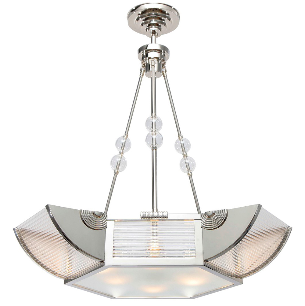 Extravagant, six-sided Art Deco chandelier