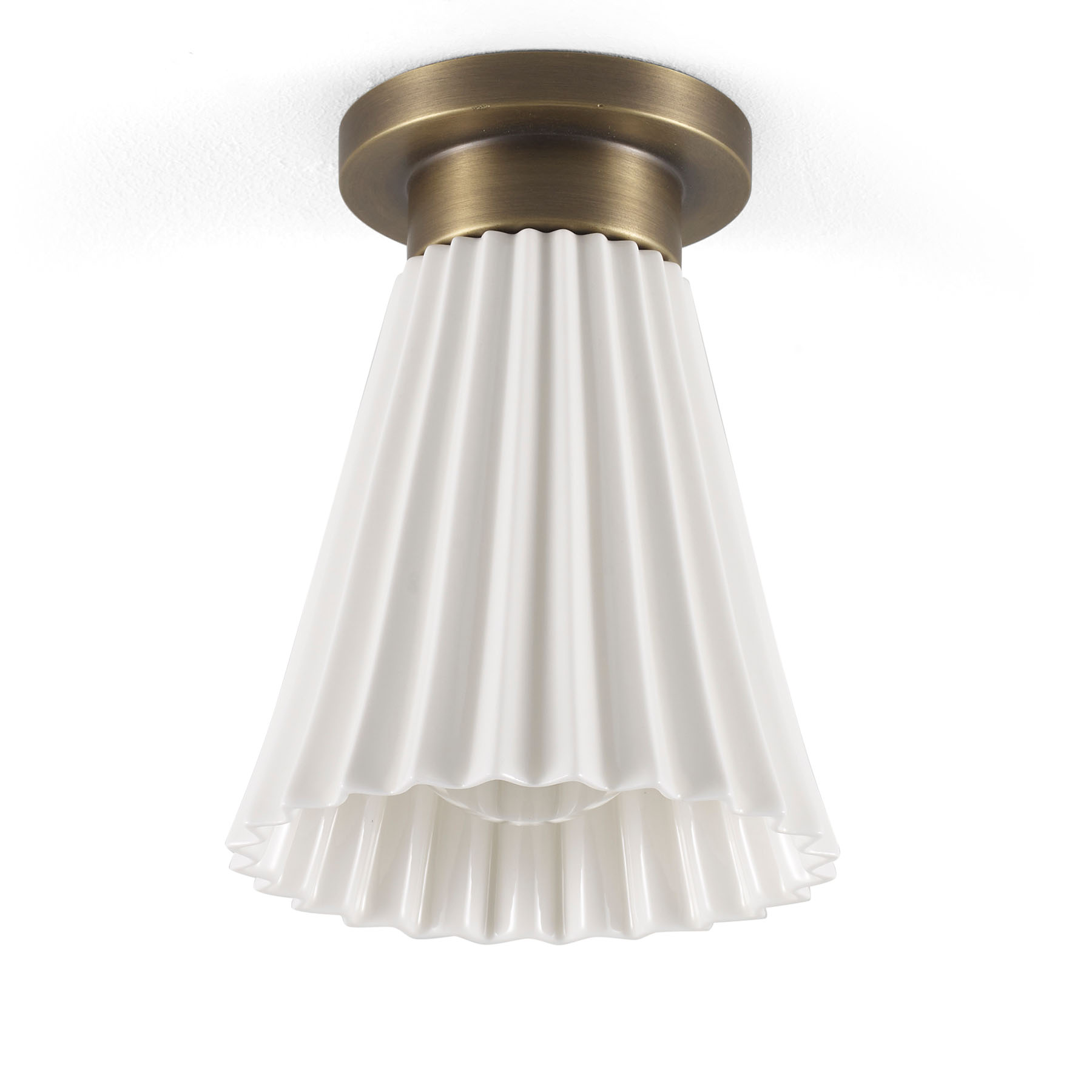 Kleine Porzellan-Deckenleuchte HECTOR PLEAT mit plissiertem Schirm, Ø 12/19 cm