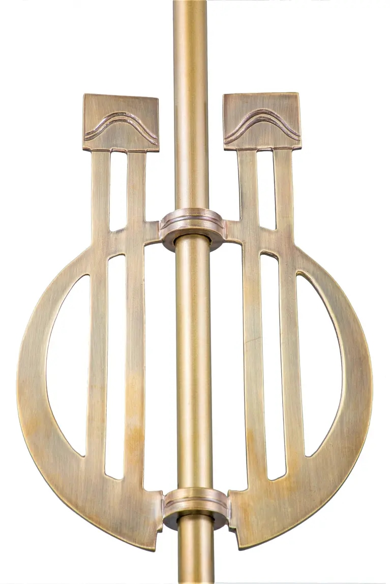 Decorative Art Nouveau Pendant Lamp, Brass with Conical Shade, Fig. 4