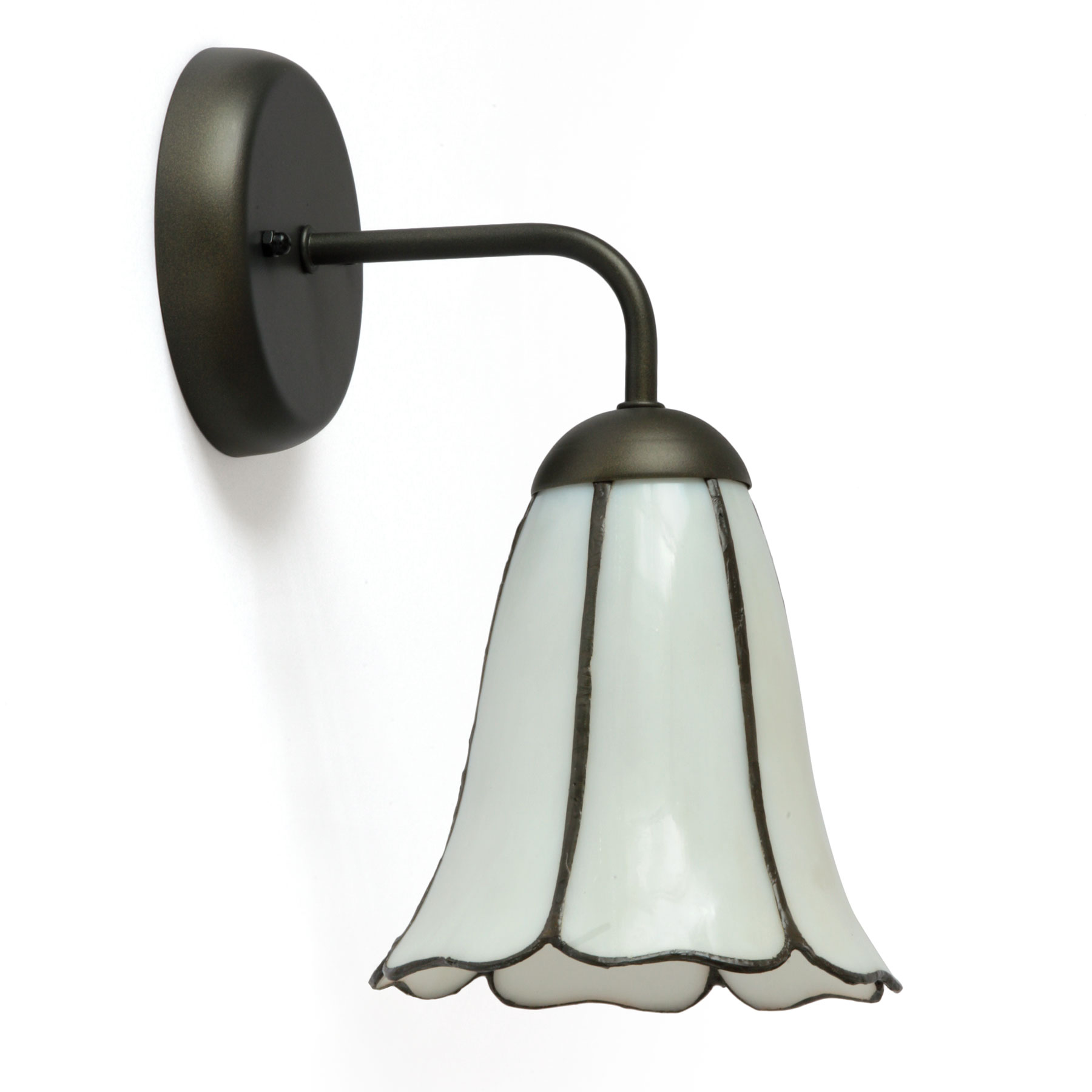 Wandleuchte mit weißem Blüten-Glasschirm „Ackerwinde“