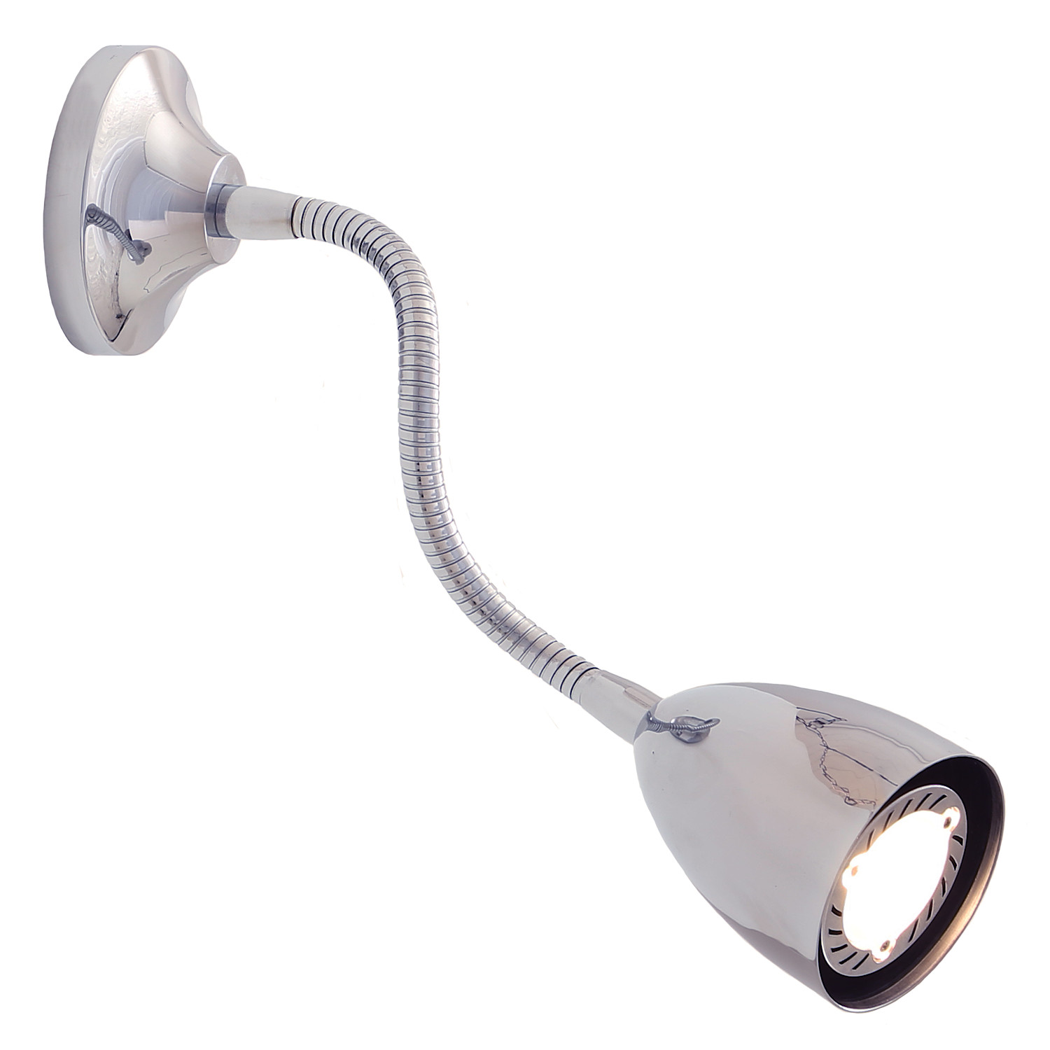 Einstellbare Wandleuchte mit Flex-Arm, div. Messing-Varianten: Chrom poliert