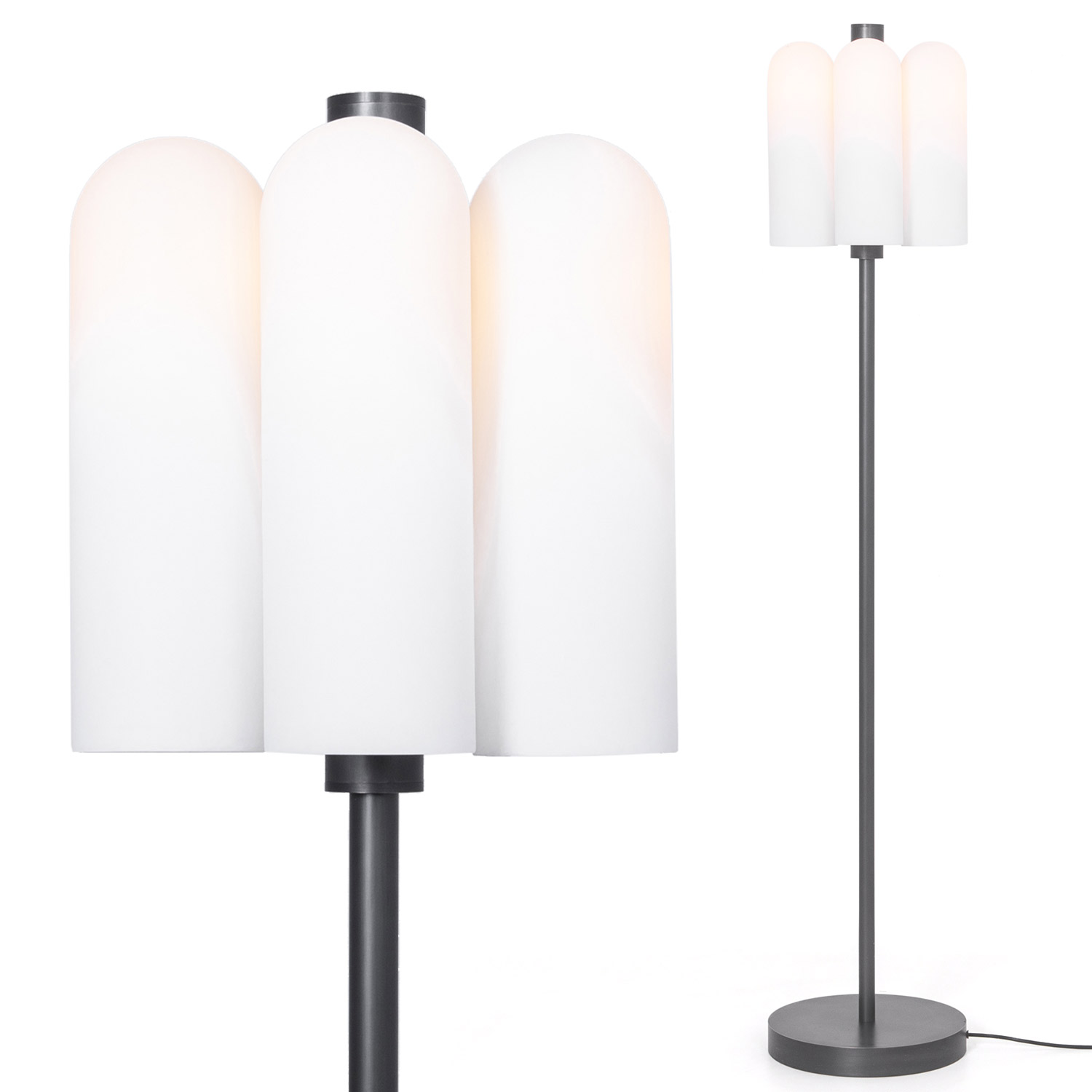 Exklusive Messing-Stehlampe ODYSSEY 6 mit sechs Glasschirmen