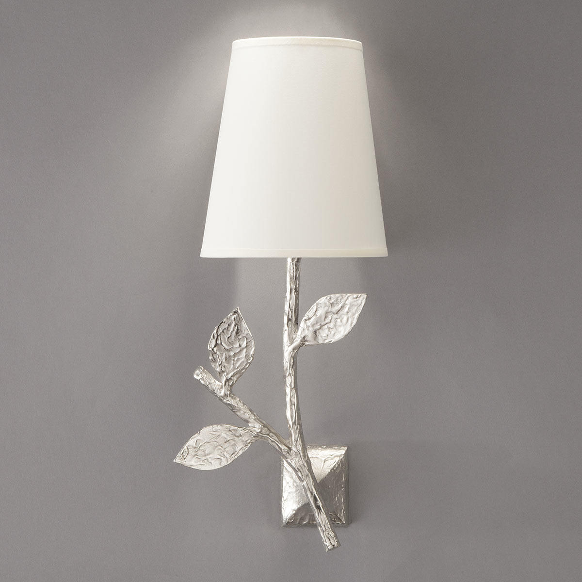 Bronzeguss-Wandleuchte FLORA SIMPLE mit Textilschirm
