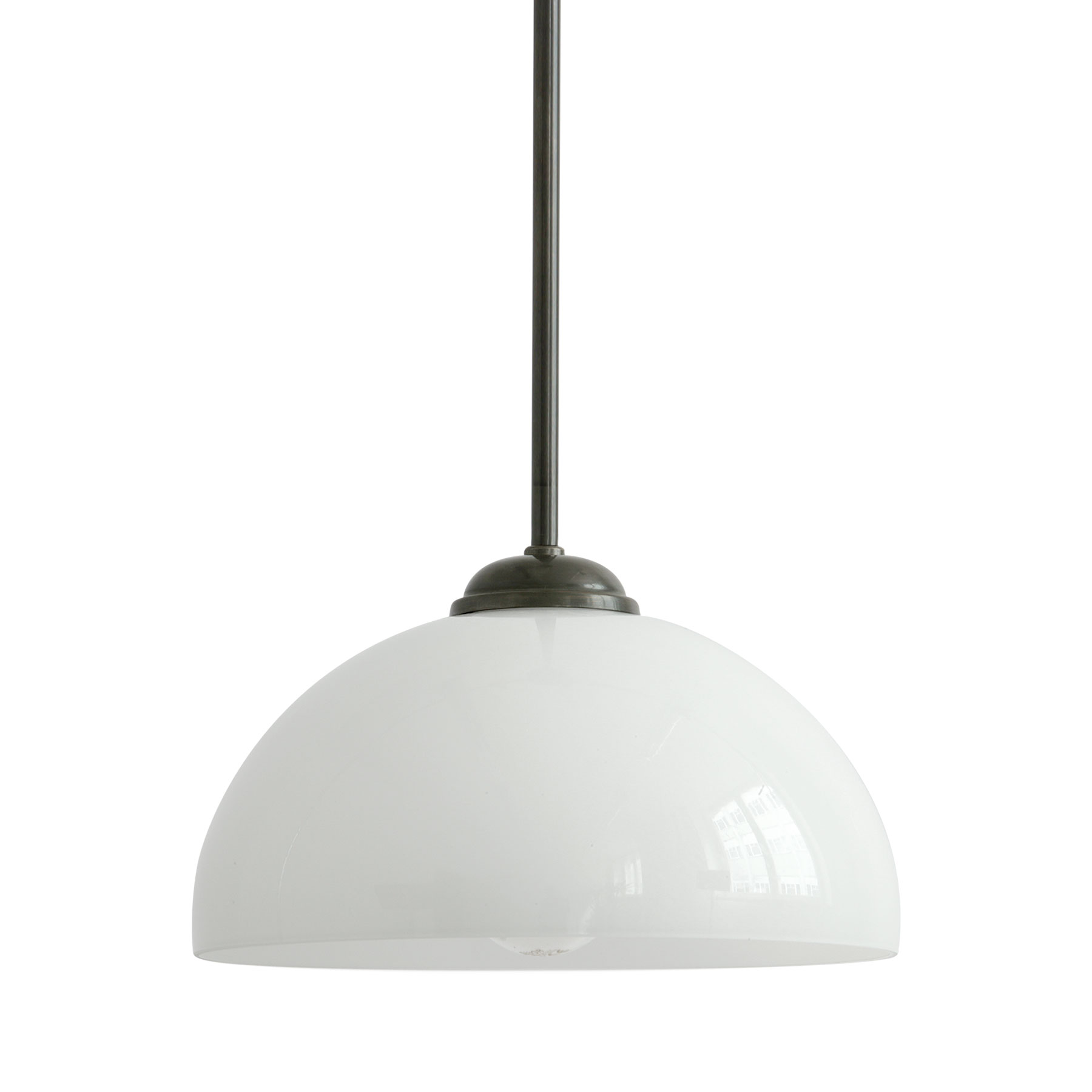 Klassische Pendelleuchte mit weißem Halbkugel-Glasschirm 25 cm