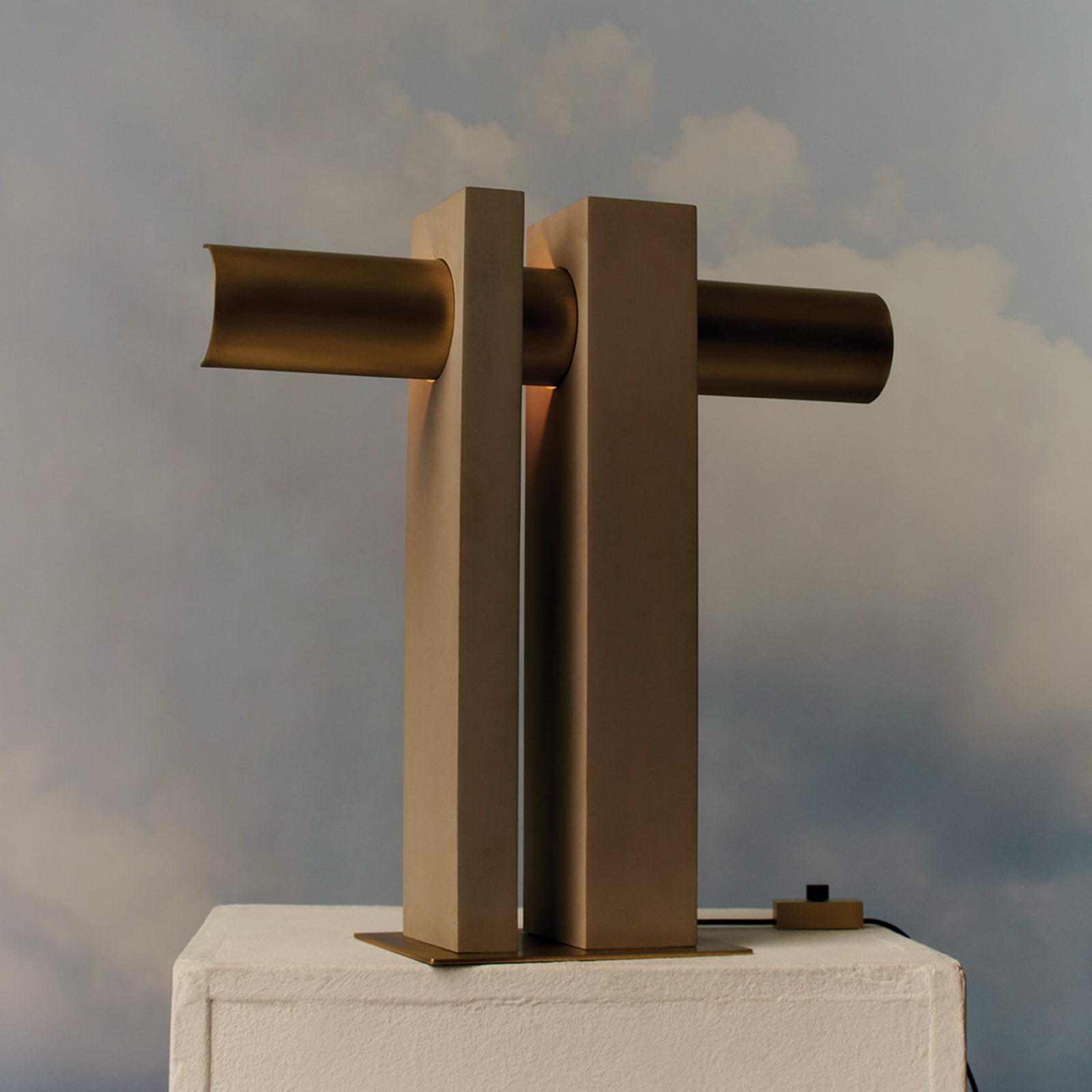 Design Table Lamp Made of Concrete and Steel