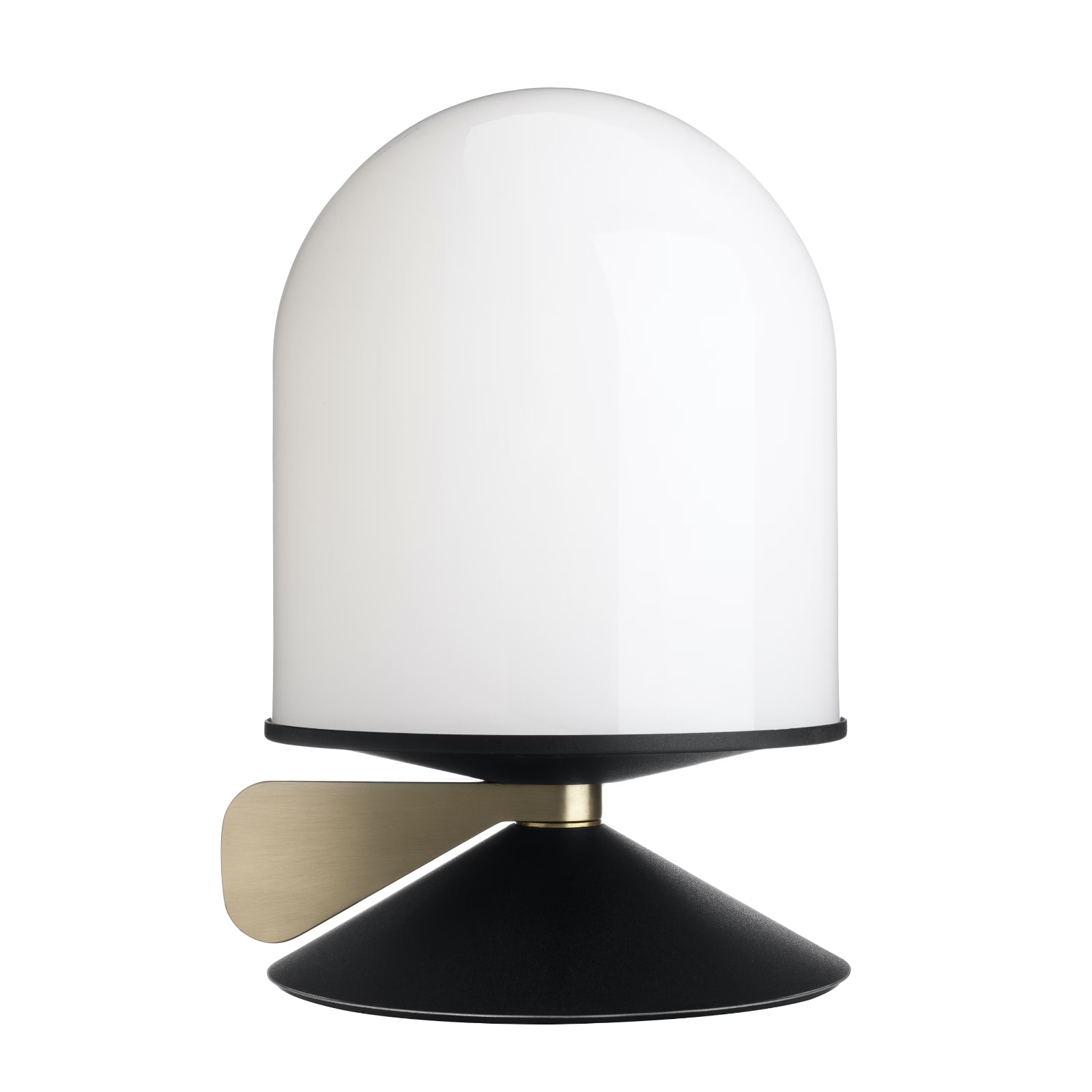 Dimmable Designer Table Light VINGE from Sweden: Die Tischleuchte VINGE in Tiefschwarz mit Dimmerflügel aus gebürstetem Messing.