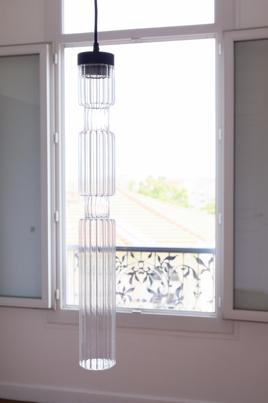 Schmale Glasröhren-Leuchte SAGANO, vier Größen: Modell 2 (Größe M) mit klarem Glas