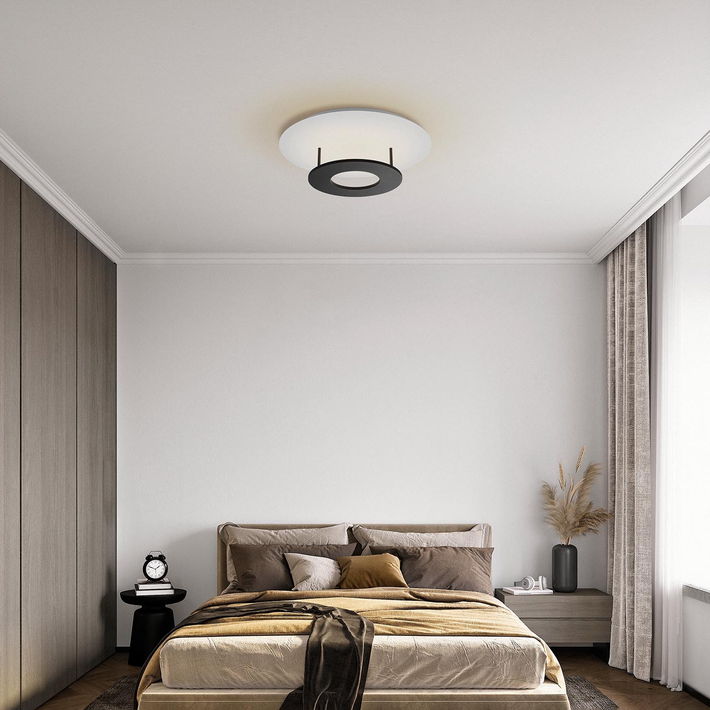Very Bright LED Ceiling Light NOVA D for Indirect Lighting, Ø 50 cm: Abgebildet in schwarz