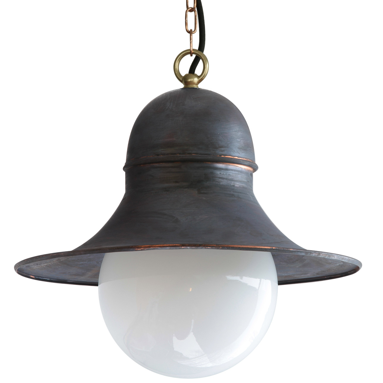 SIEGEN Factory pendant lamp with glass ball, copper version