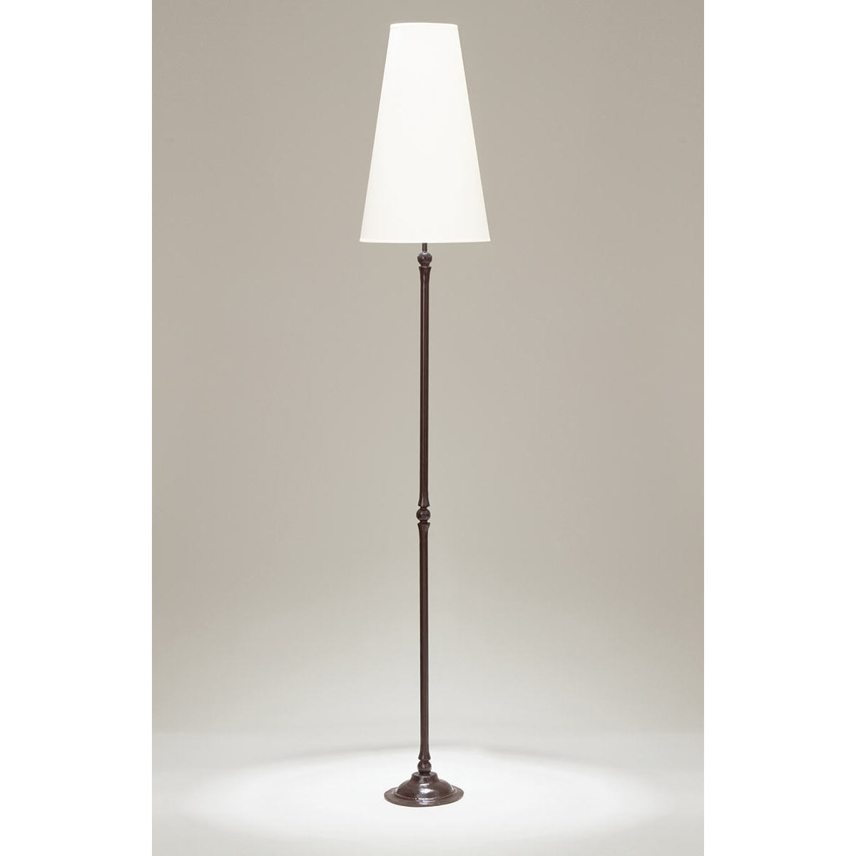 Bronze cast floor light STANISLAS with fabric shade