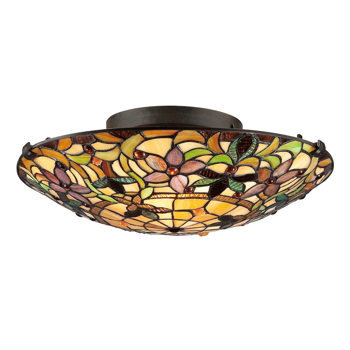 Florale Deckenleuchte im Tiffany-Stil Ø 42 cm