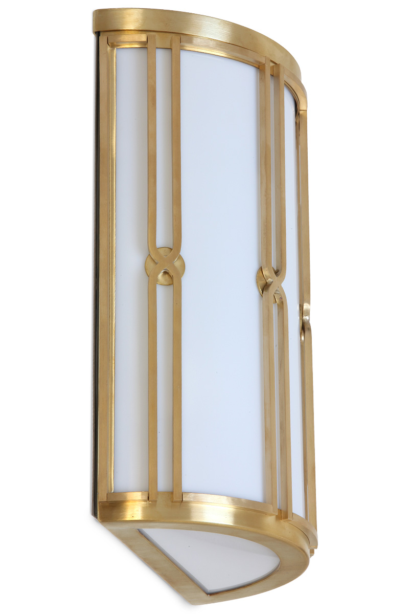 Kleine, halbrunde ART DÉCO-Wandleuchte S21 aus Messing