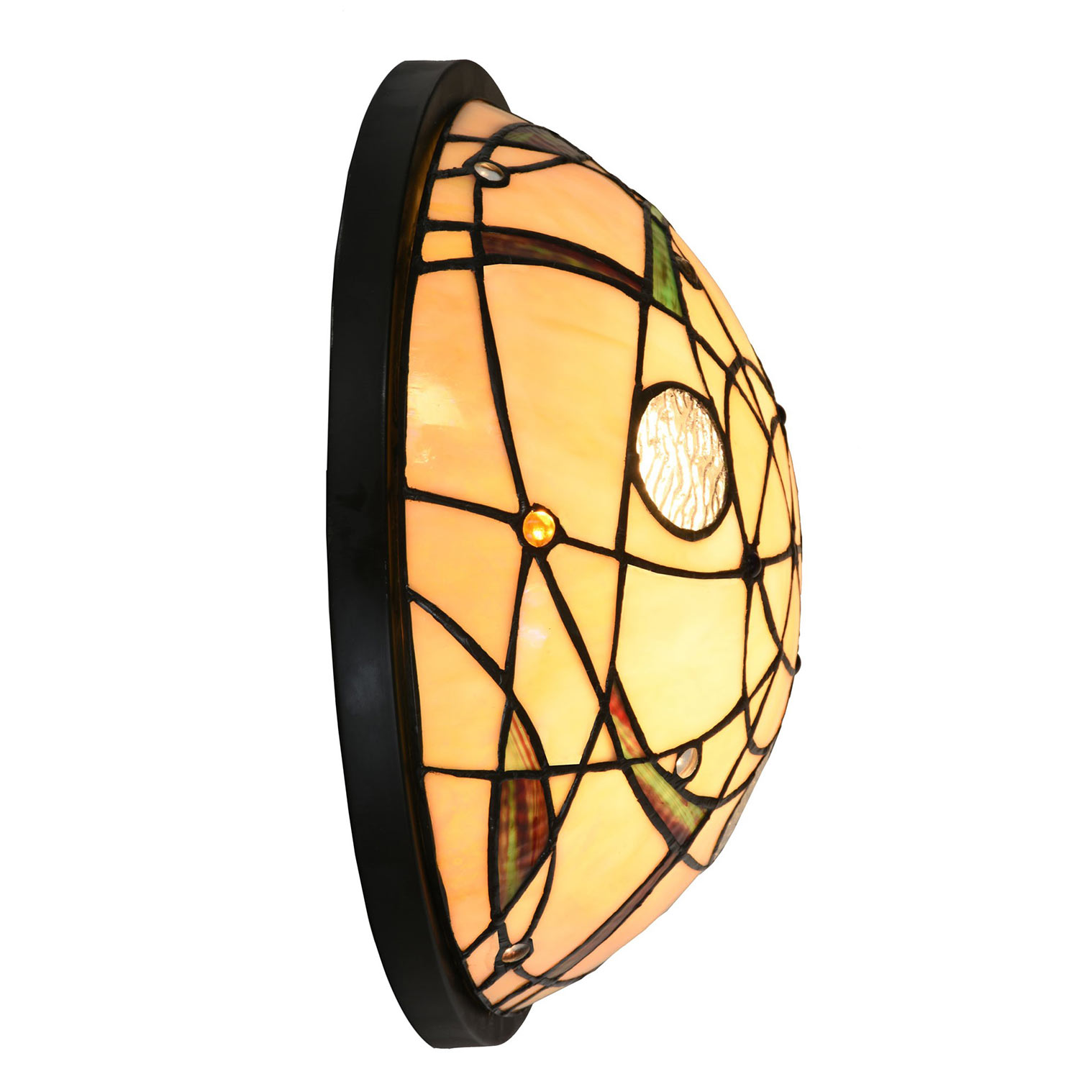 Round Wall Lamp with Decorative Tiffany Glass Panes