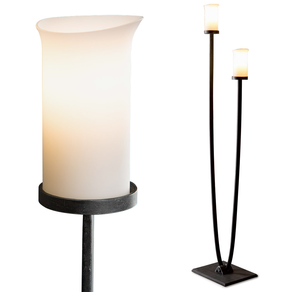 Geschmiedete Doppel-Standleuchte mit Glas-Kerzen