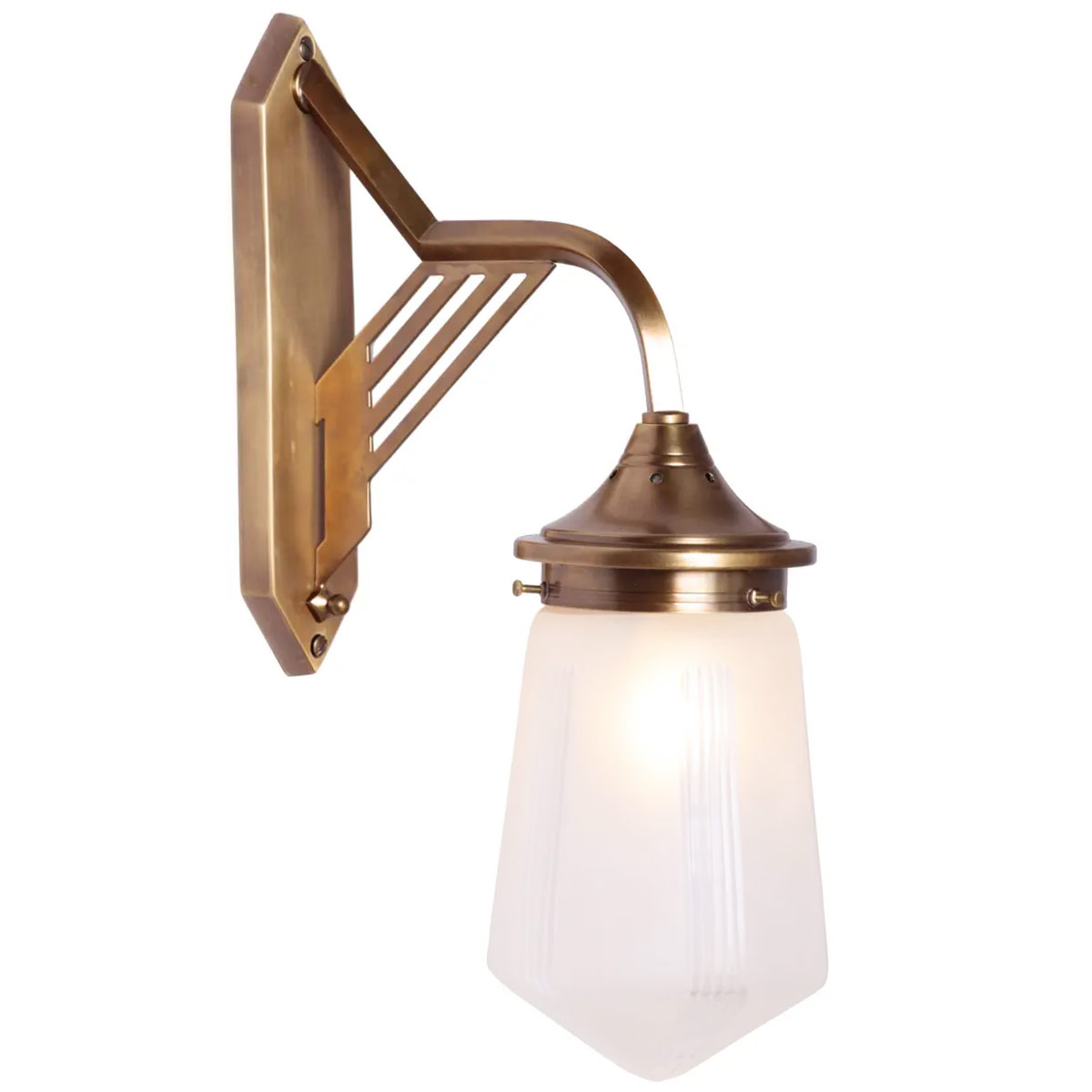 Elegante Messing-Wandleuchte mit geschliffenem Glas