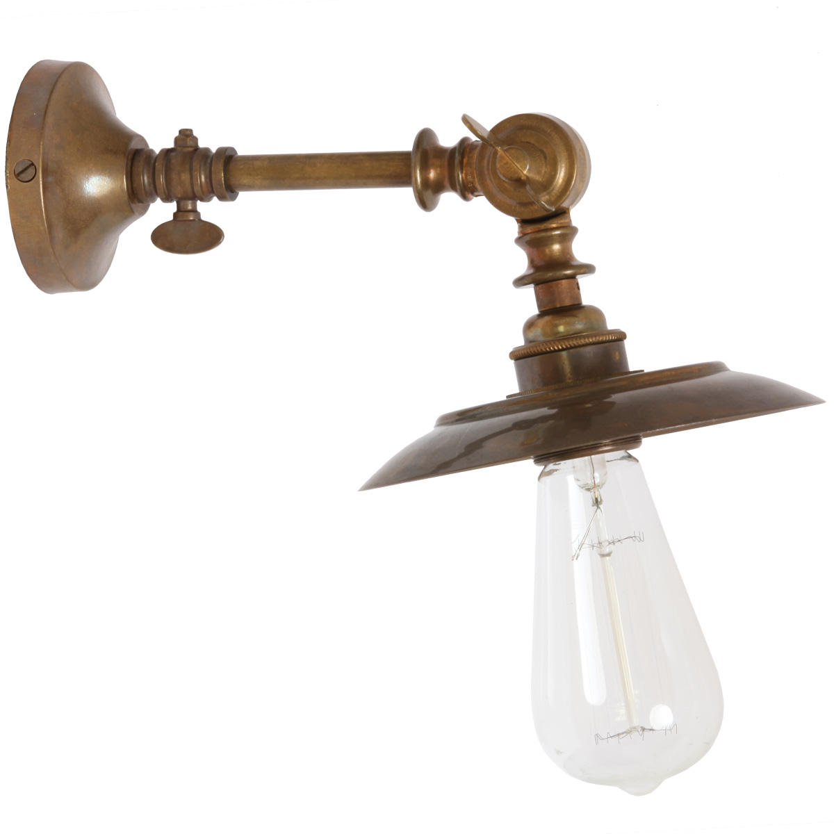 Messing-Wandleuchte mit Schirm und Gelenk
