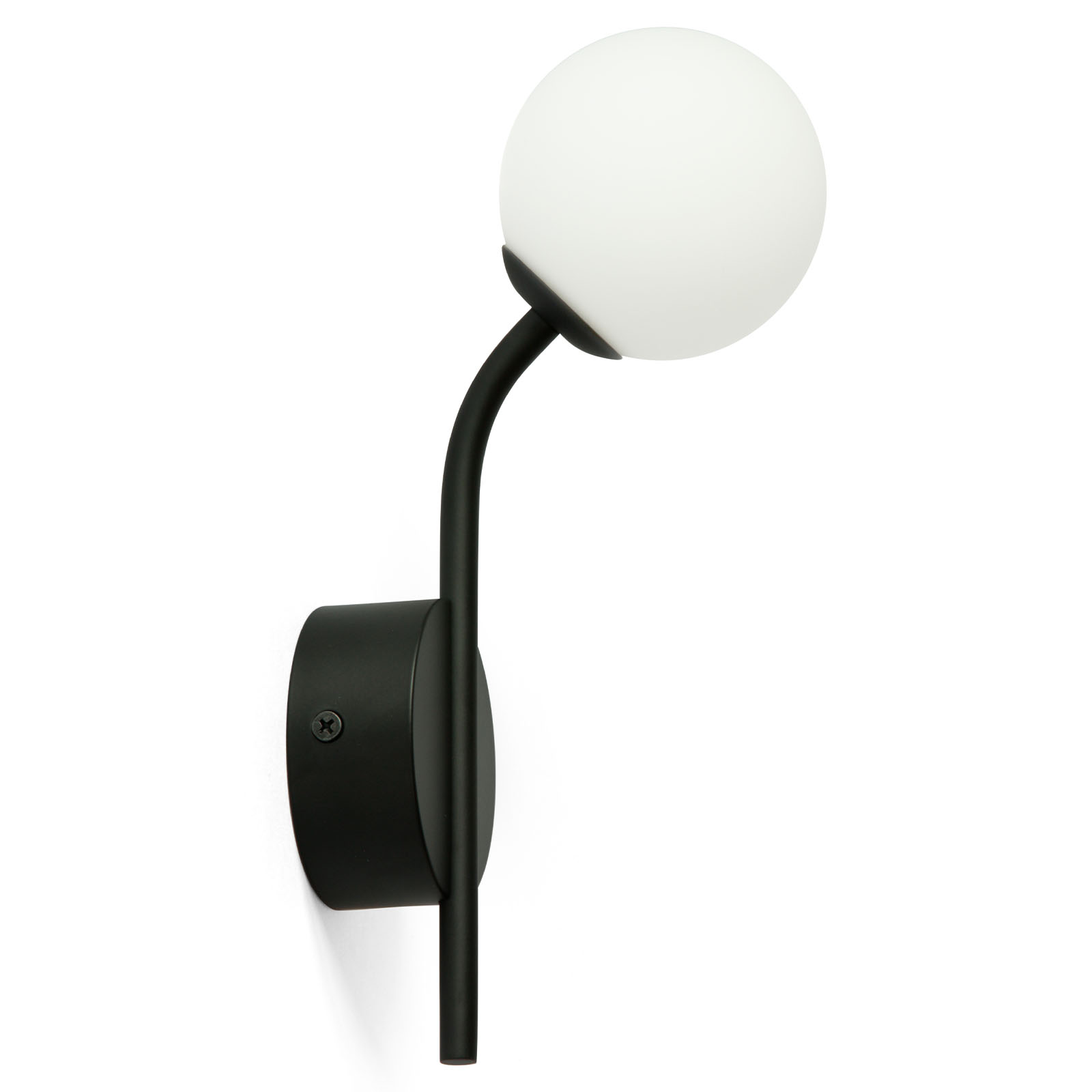 Small, elegant globe wall lamp DOT Ø 8 cm: Die schlichte Kugel-Wandleuchte Ø 8 cm, hier in der matt-schwarzen Ausführung
