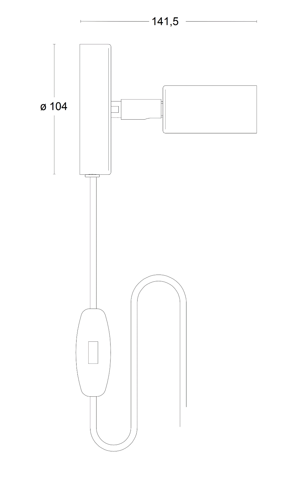 Kleiner Wandspot STARLIGHT 1 aus Stahl, Kupfer oder Messing: Mit Kabelzuleitung
