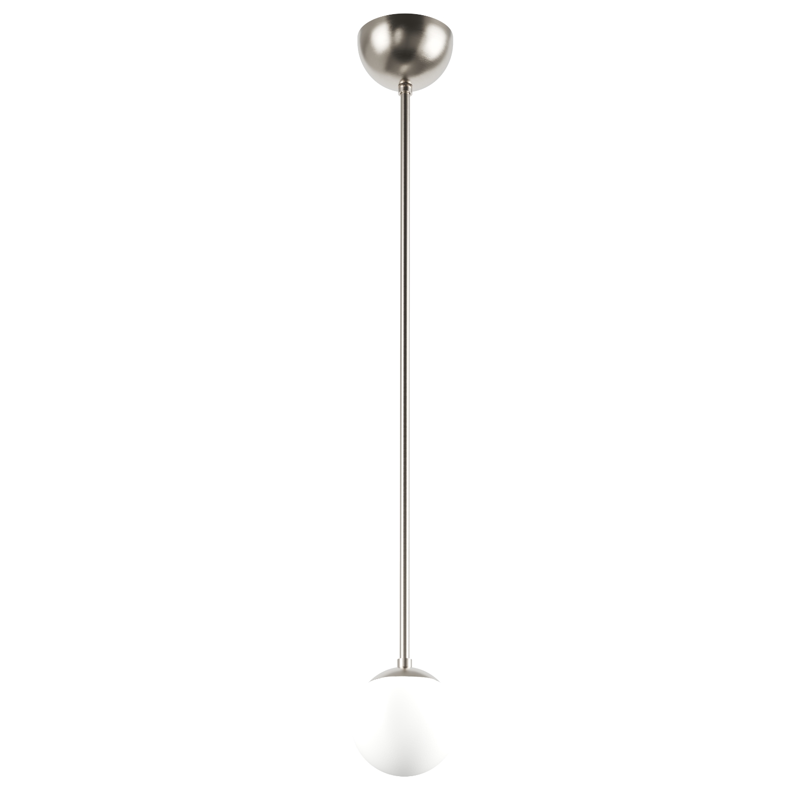 Sehr kleine Kugel-Pendelleuchte aus Opalglas, Ø 10 cm: Pendelrohr Edelstahl satiniert