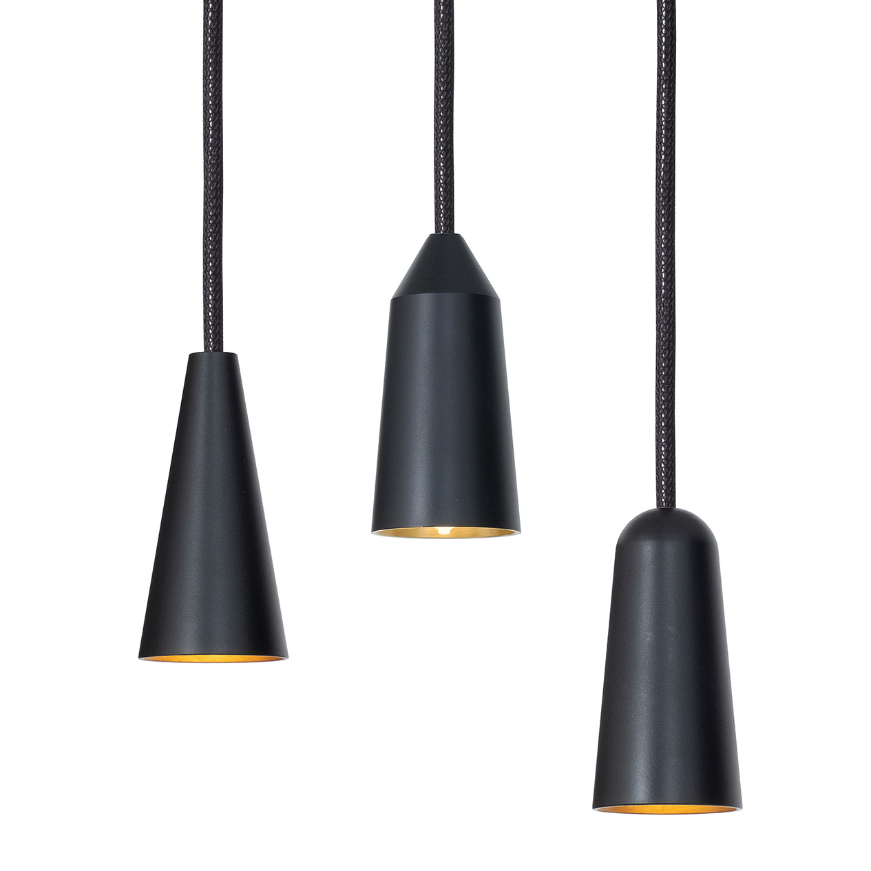 Sehr kleine Messing-Hängeleuchte BLACK MASSIV aus Schweden (Ø 5 cm)