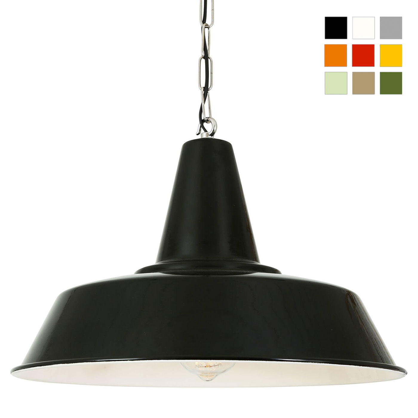 Schwarze Industriestil-Pendelleuchte 40 cm mit Kette