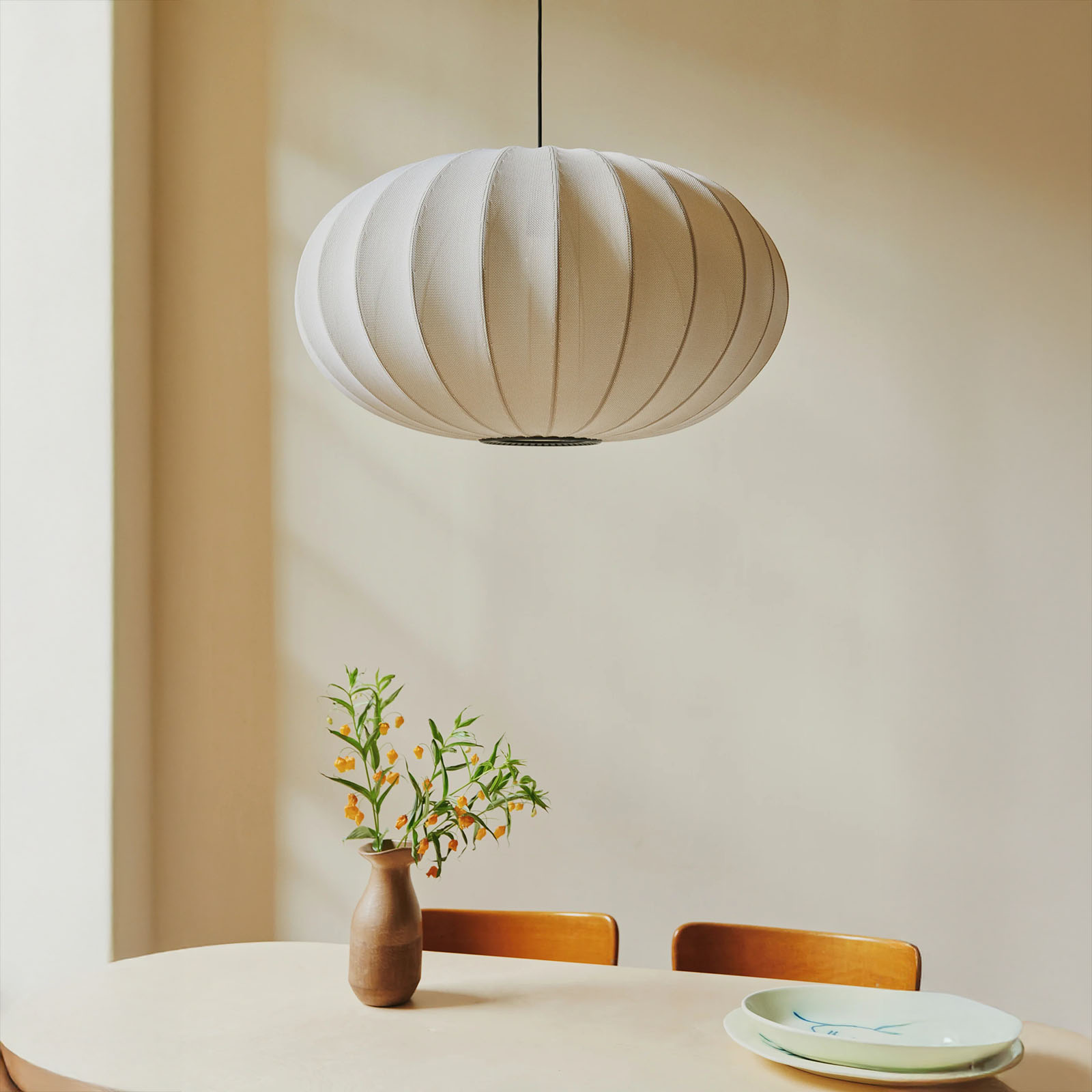 Lampion Design Pendant Light w/ Fabric Shade: KNIT-WIT OVAL, up to Ø 75 cm, many Colours