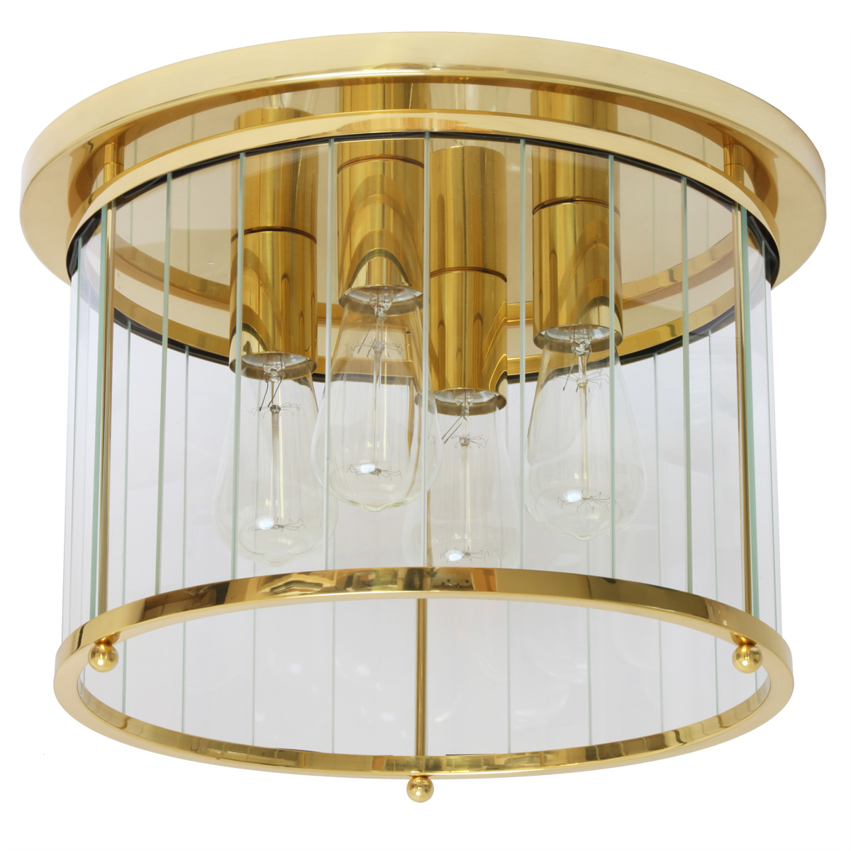 Große Messing-Deckenleuchte mit Glasstreifen GÜNZBURG IV, Ø 40 cm