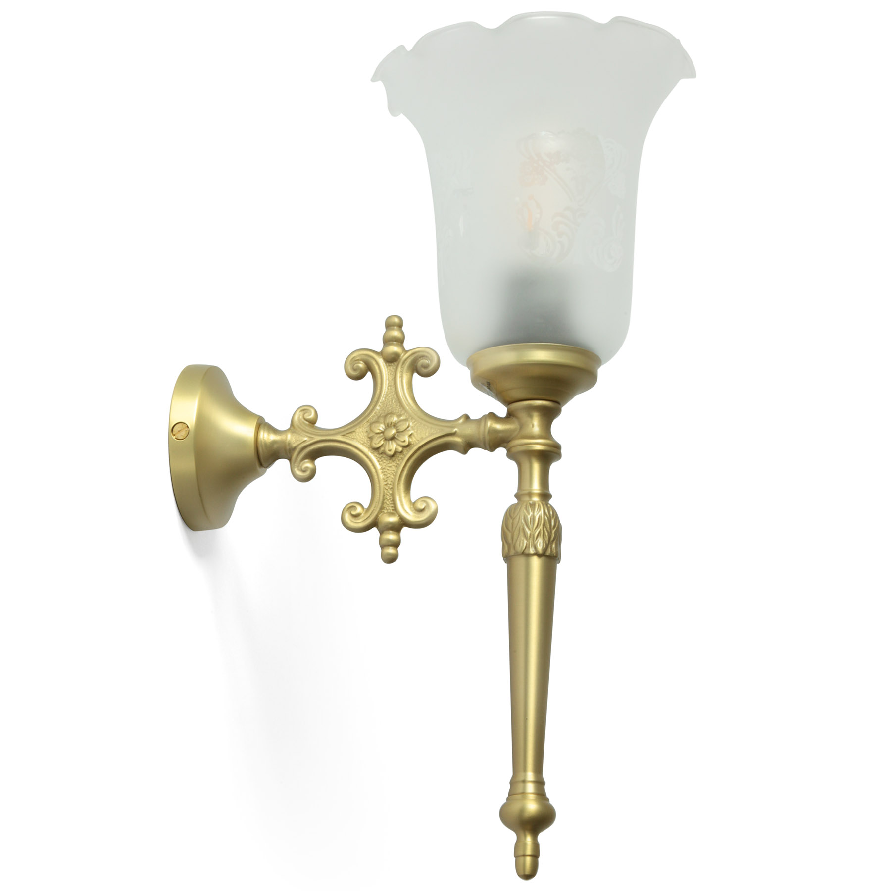 Nostalgic Wall Light in Victorian Style: Messing satiniert