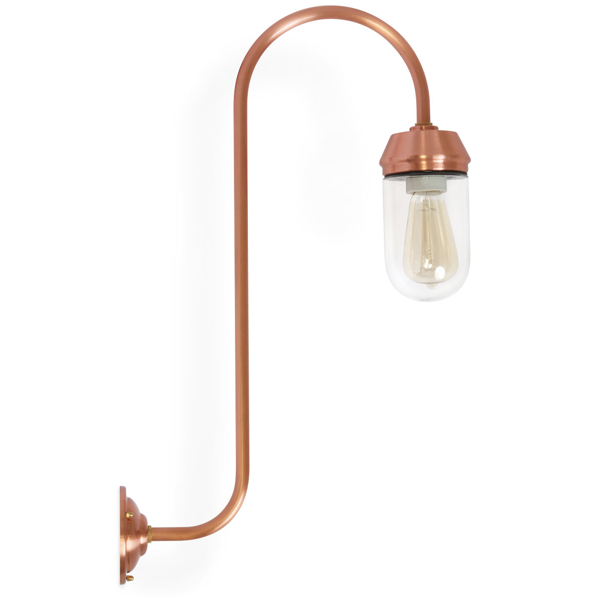 Elegante Wandleuchte mit Glaszylinder am Schwanenhals