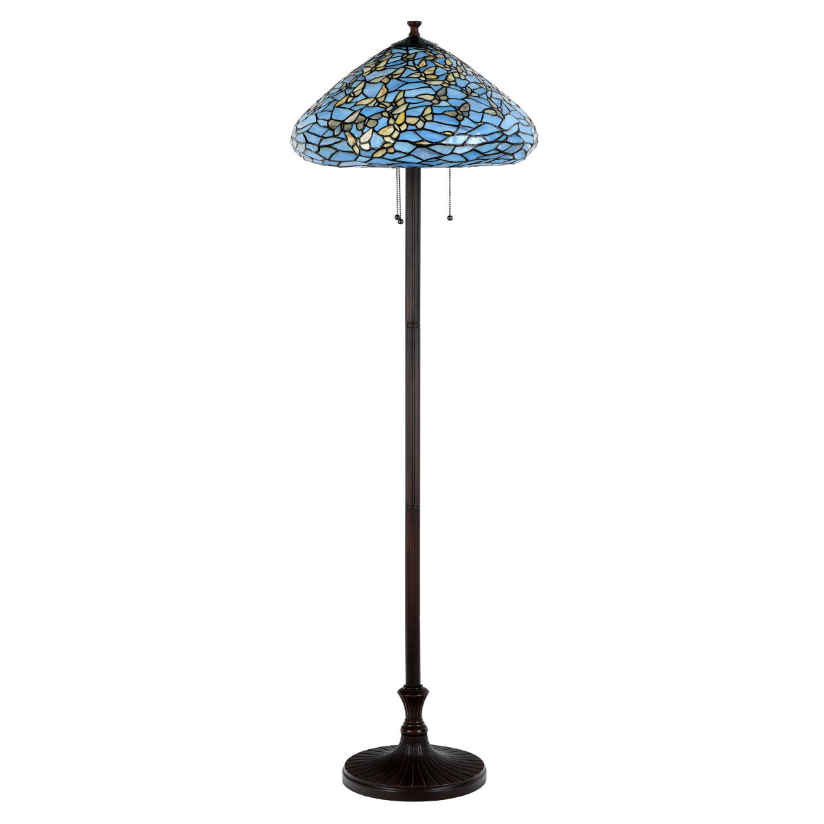 Große Tiffany-Stehleuchte mit Schmetterlingsmotiv
