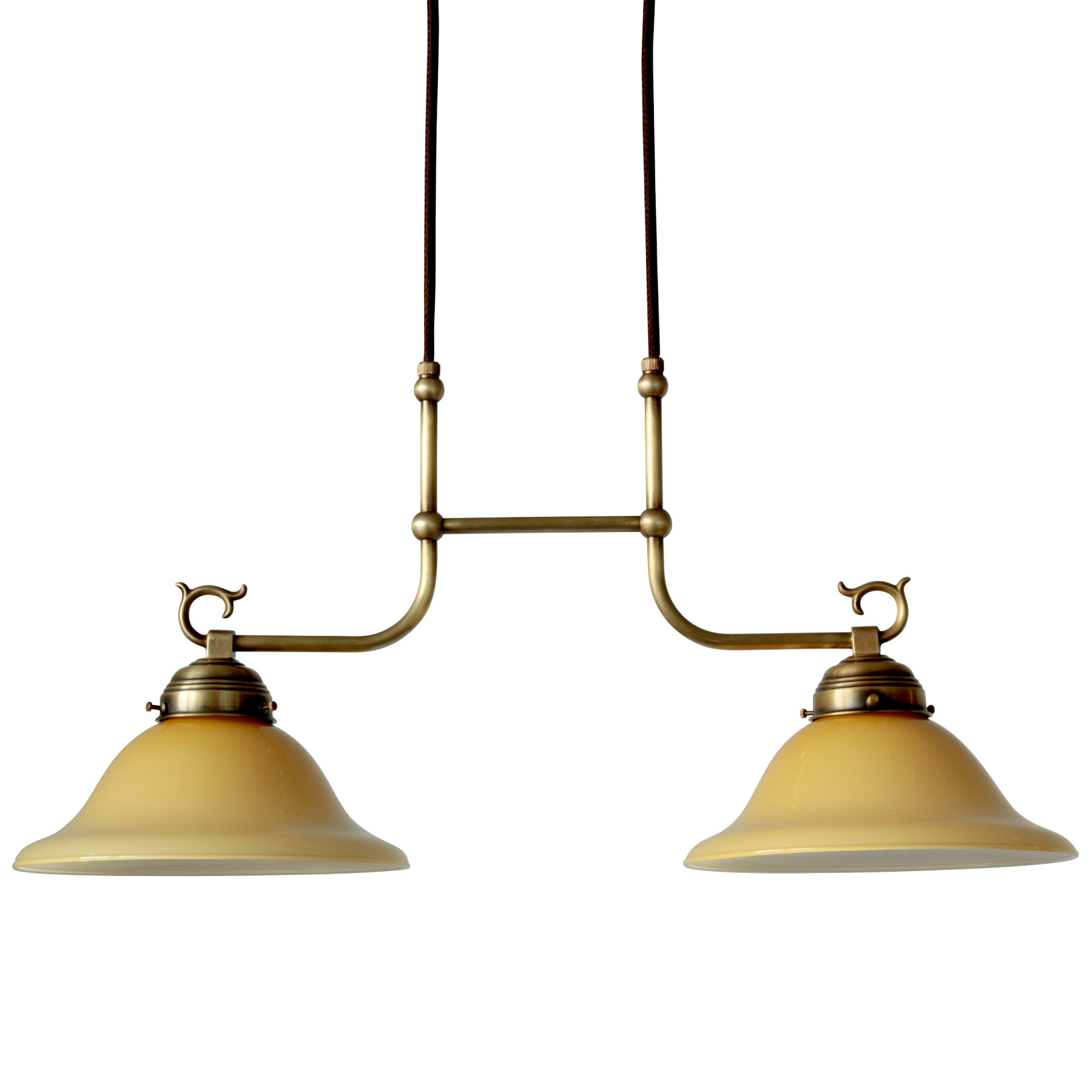 For Dining Tables: Nostalgic Double Pendant with Two Glass Shades