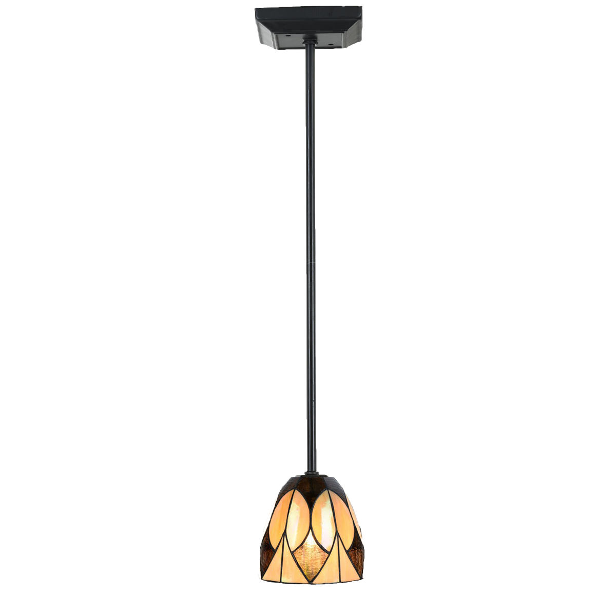 Stab-Deckenleuchte mit kleinem Tiffany-Glasschirm, z.B. für Theken