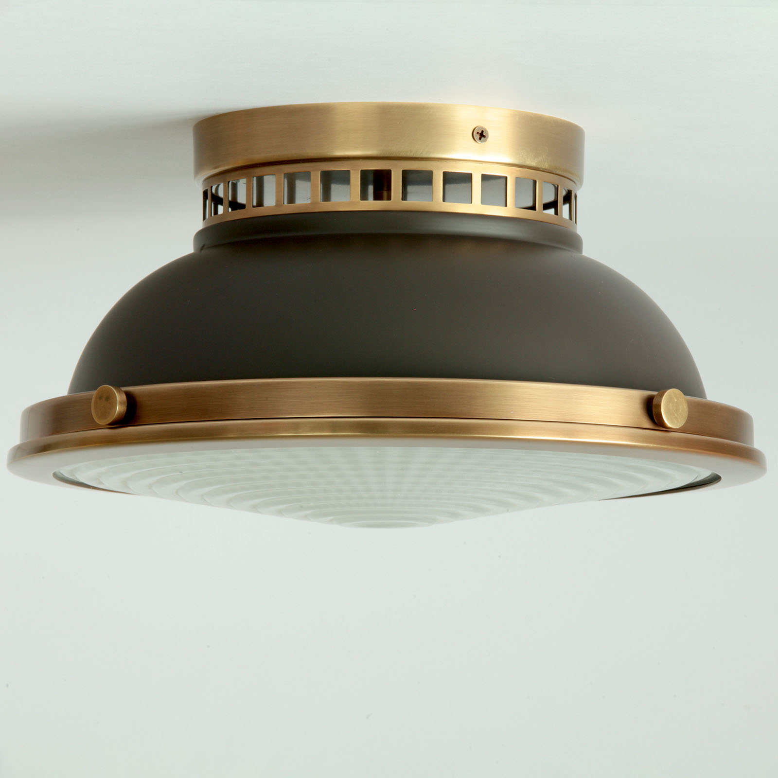 Runde Deckenleuchte mit Pressglas-Diffusor, Dunkelbronze, Ø 32 cm, Bild 3
