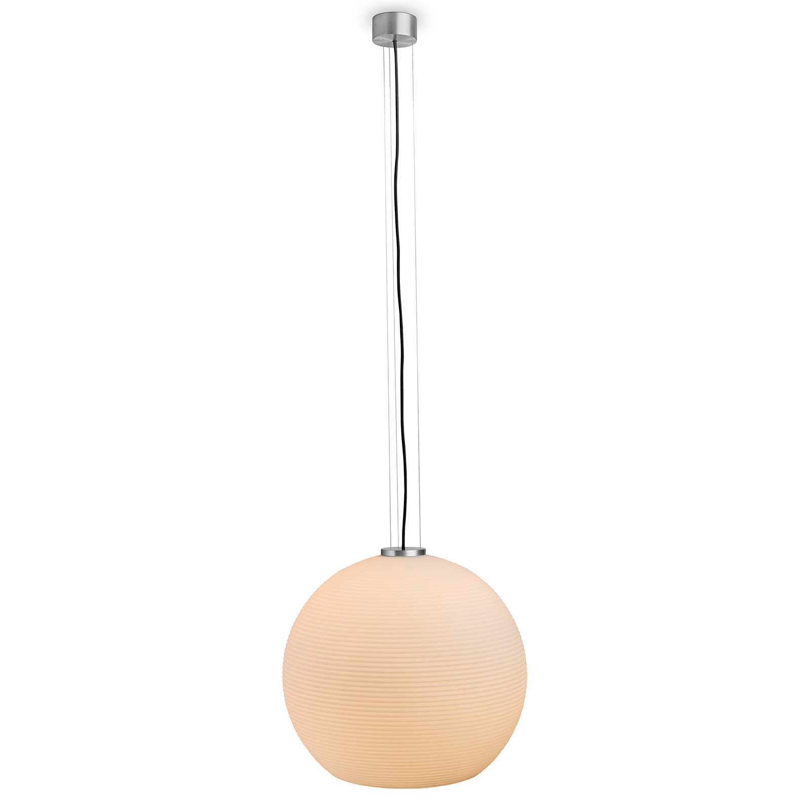 Große Glas-Pendelleuchte GOLYO  mit geripptem Opalglas, Ø 50 cm, Bild 4