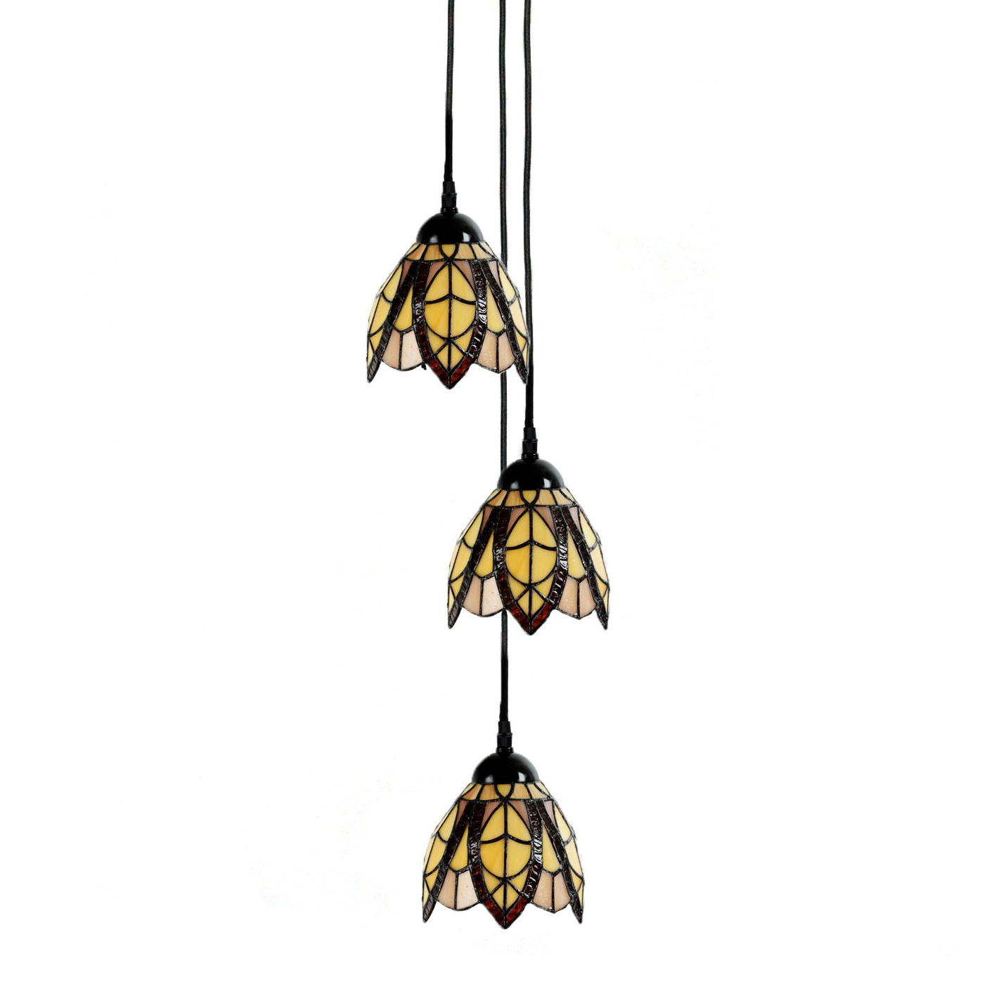 Cascade of Tiffany lights with flower-shaped glass shades