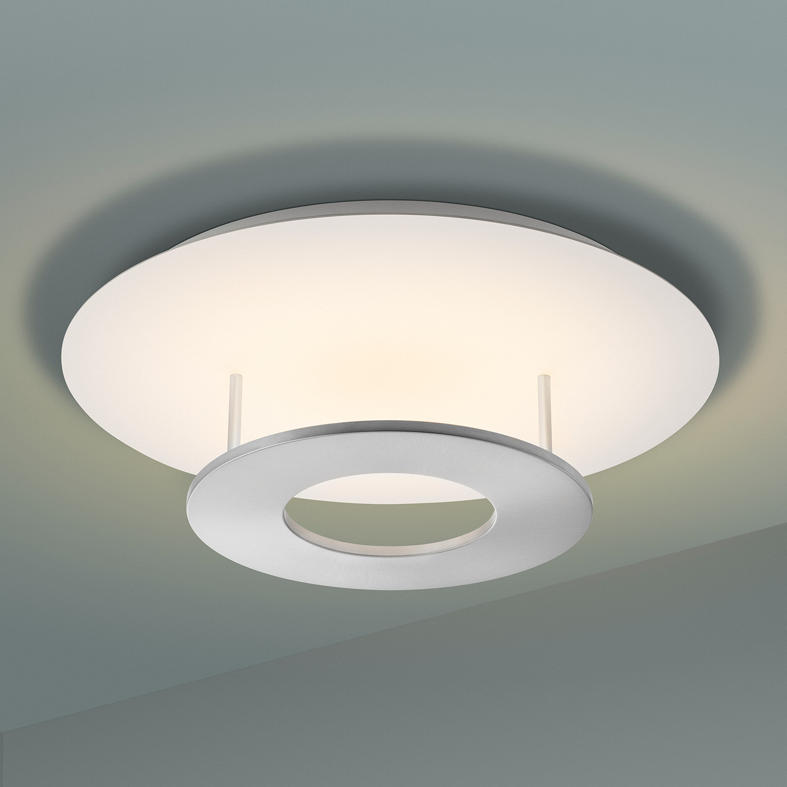 Very Bright LED Ceiling Light NOVA D for Indirect Lighting, Ø 50 cm: Abgebildet in Aluminium matt