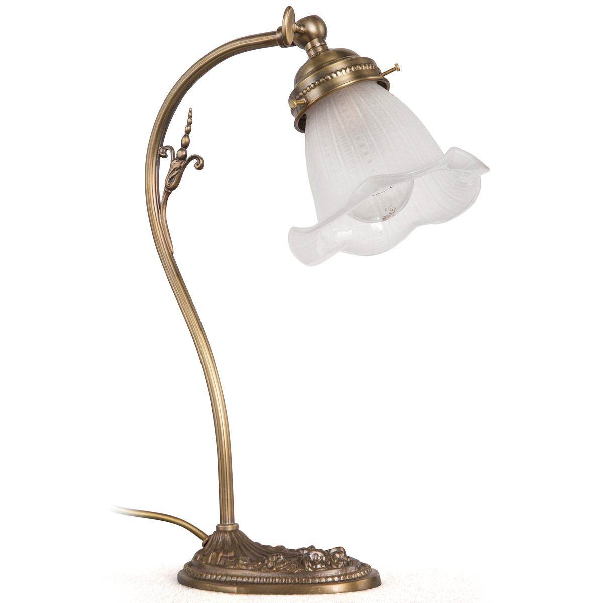 Zierliche Jugendstil-Tischleuchte mit Tulpenglas